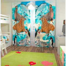 Фотошторы для детской комнаты с эффектом объемного рисунка 3D Животные севера 155*270см
